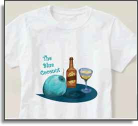 Blue Coconut T-shirt Island Art by Yotigo